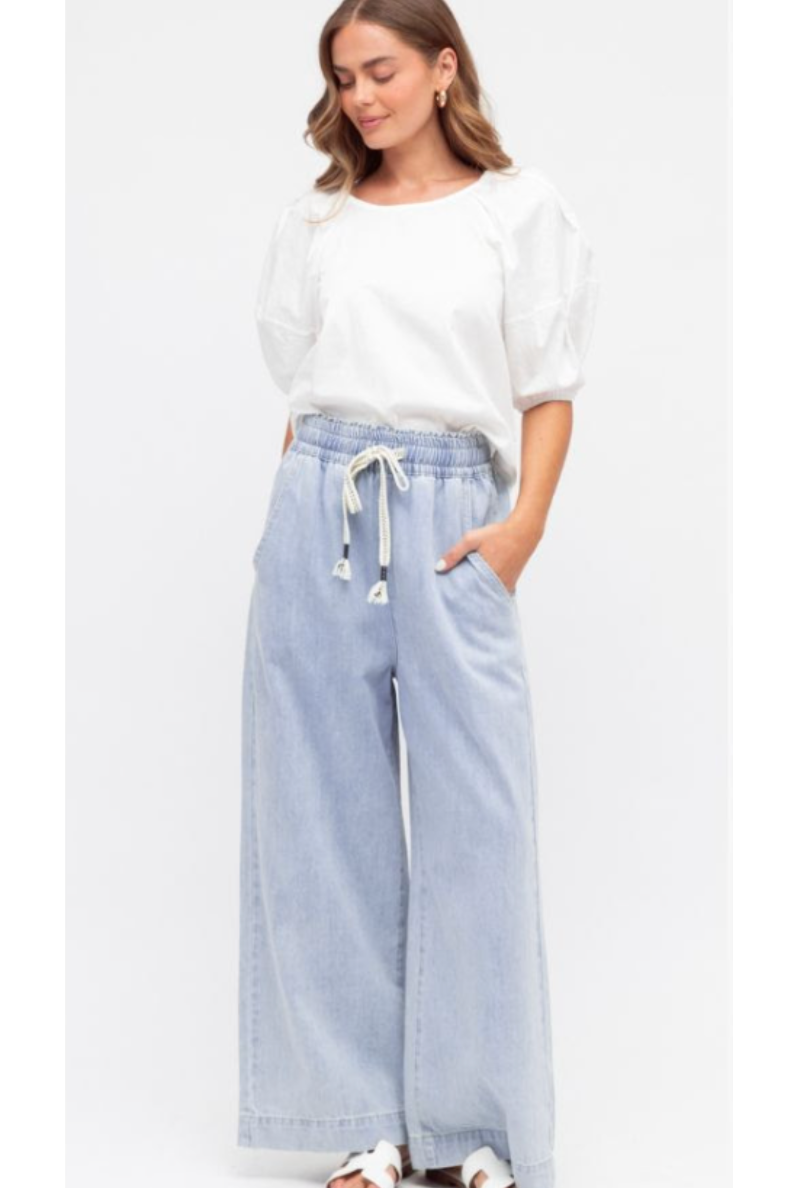 Label of Love Denim Wide Leg Jeans - Light Blue