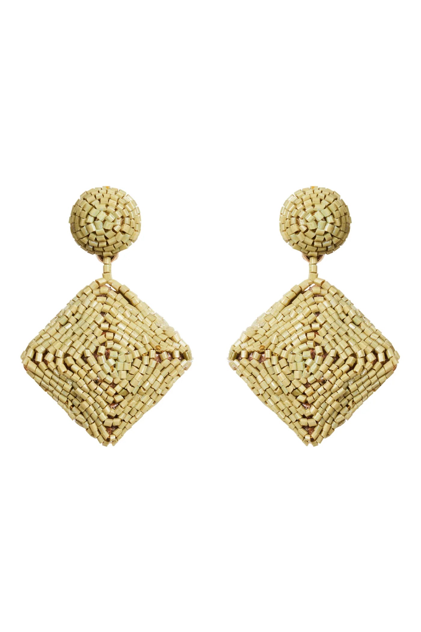 Elsie Square Earrings - Ecru, Chartreuse, Black