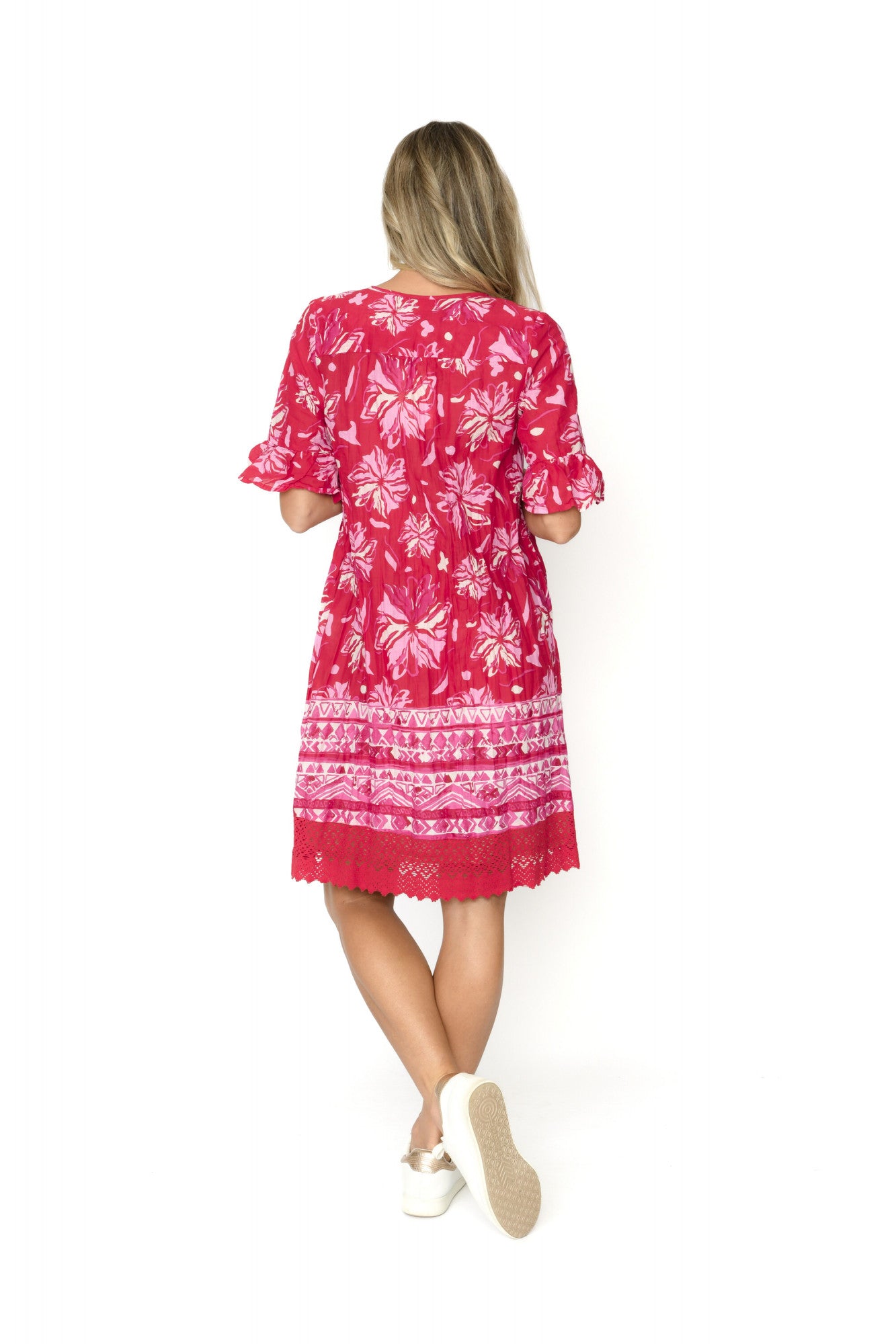 One Summer Hannah Boho Dress Watercolour Red