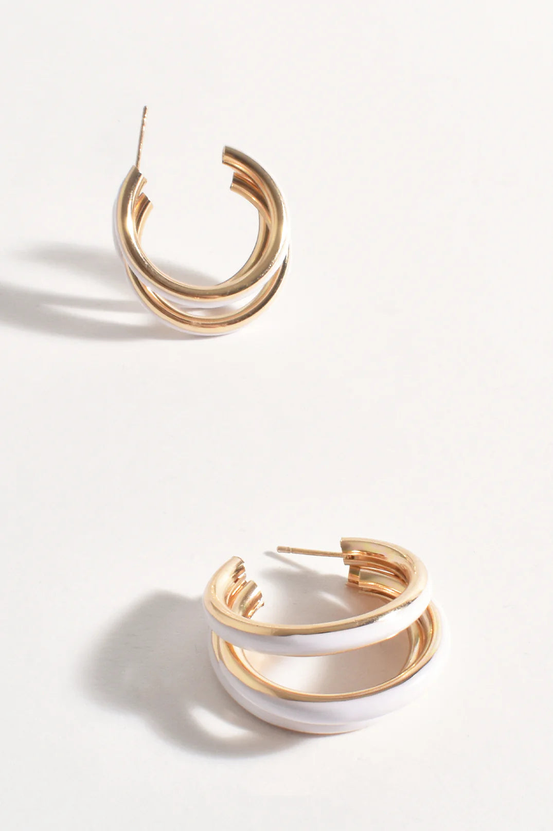 Adorne Enamel Gold Crossover Hoops