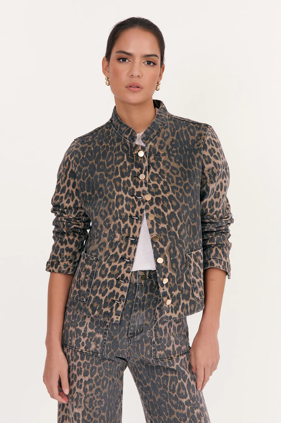 Adorne Heather Leopard Print Jacket