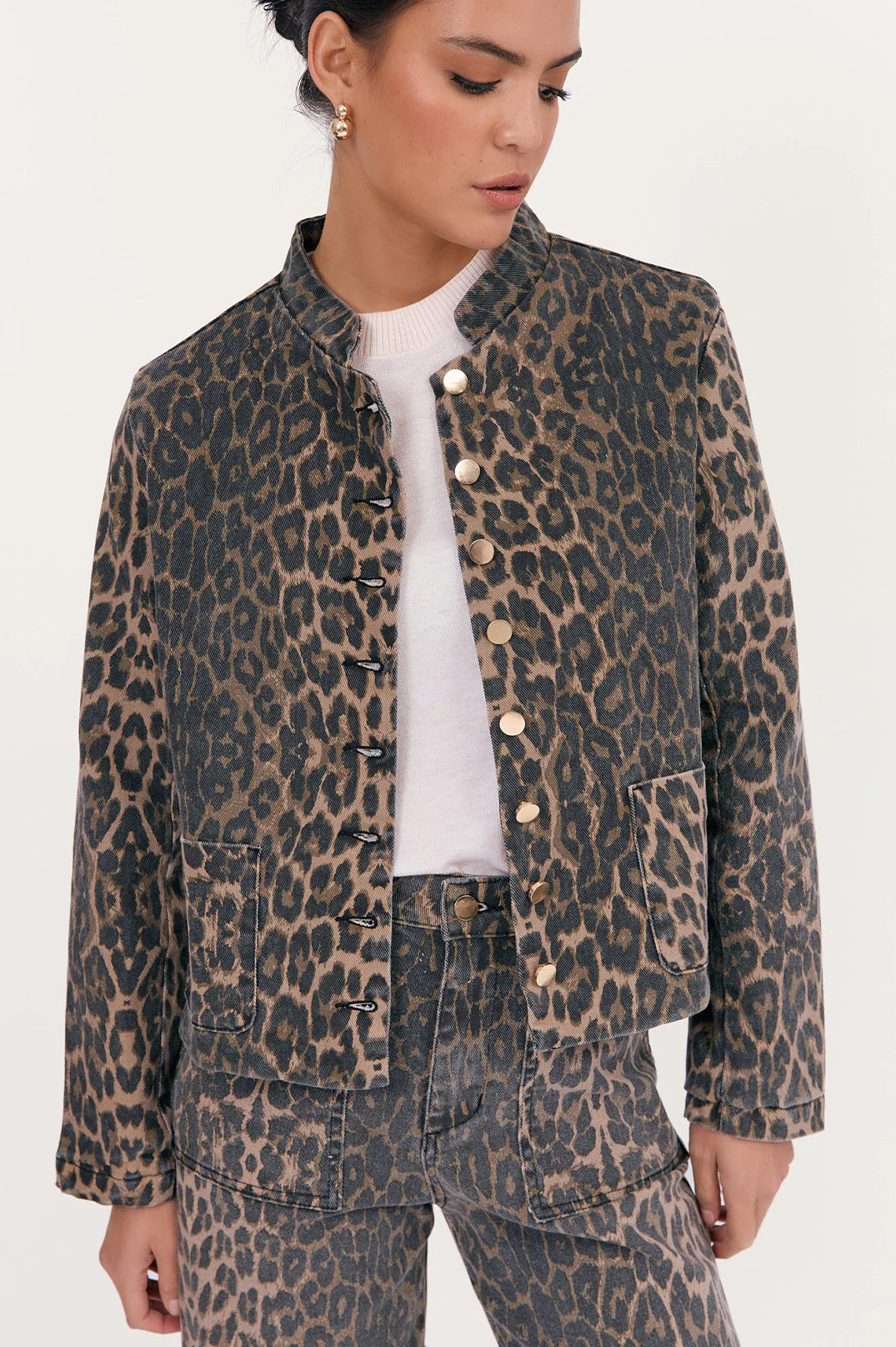 Adorne Heather Leopard Print Jacket