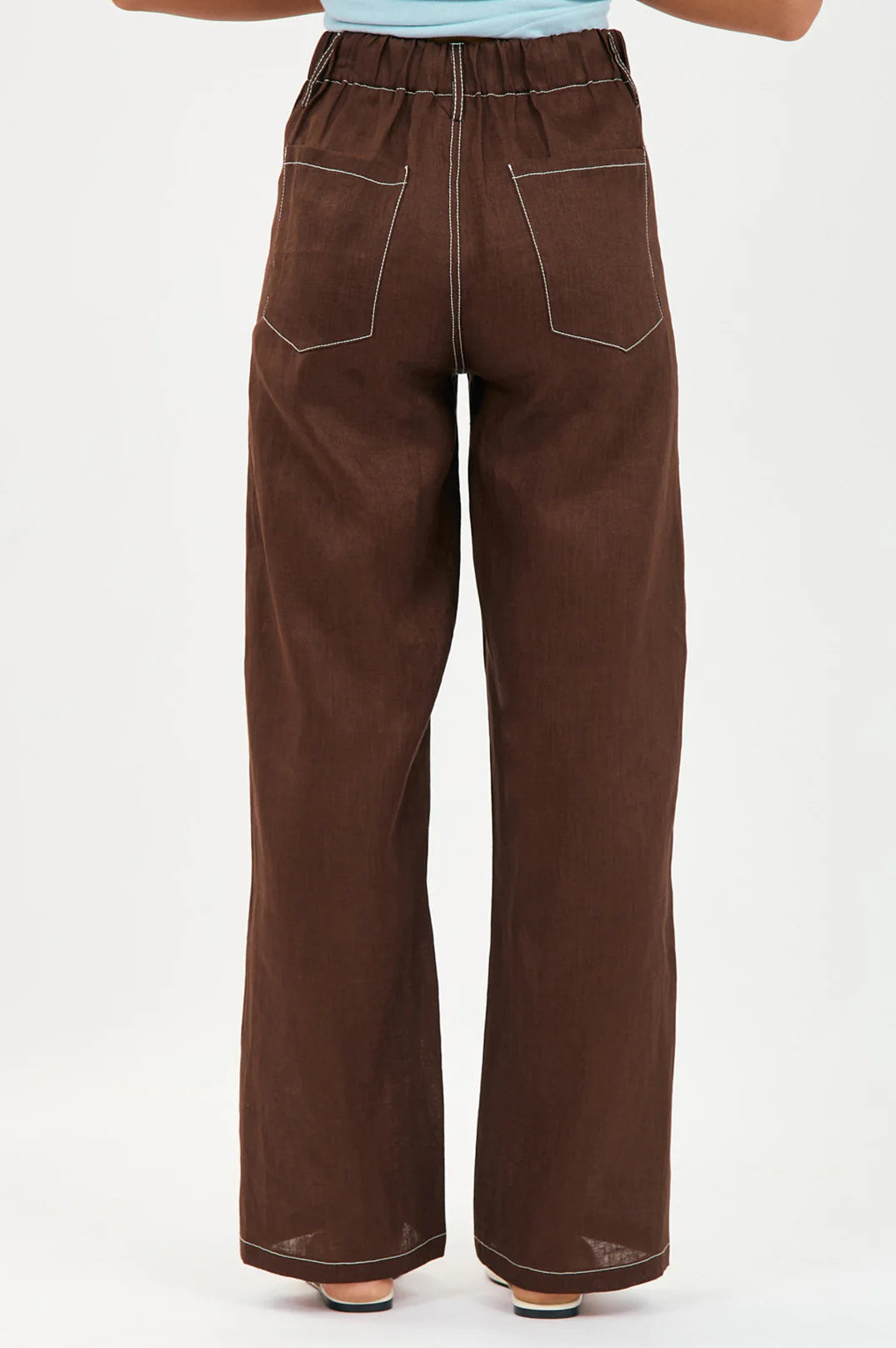 Adorne Chandler Linen Pants Chocolate