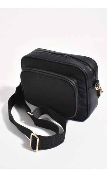 Adorne Blair Webbing Nylon Crossbody Bag Black