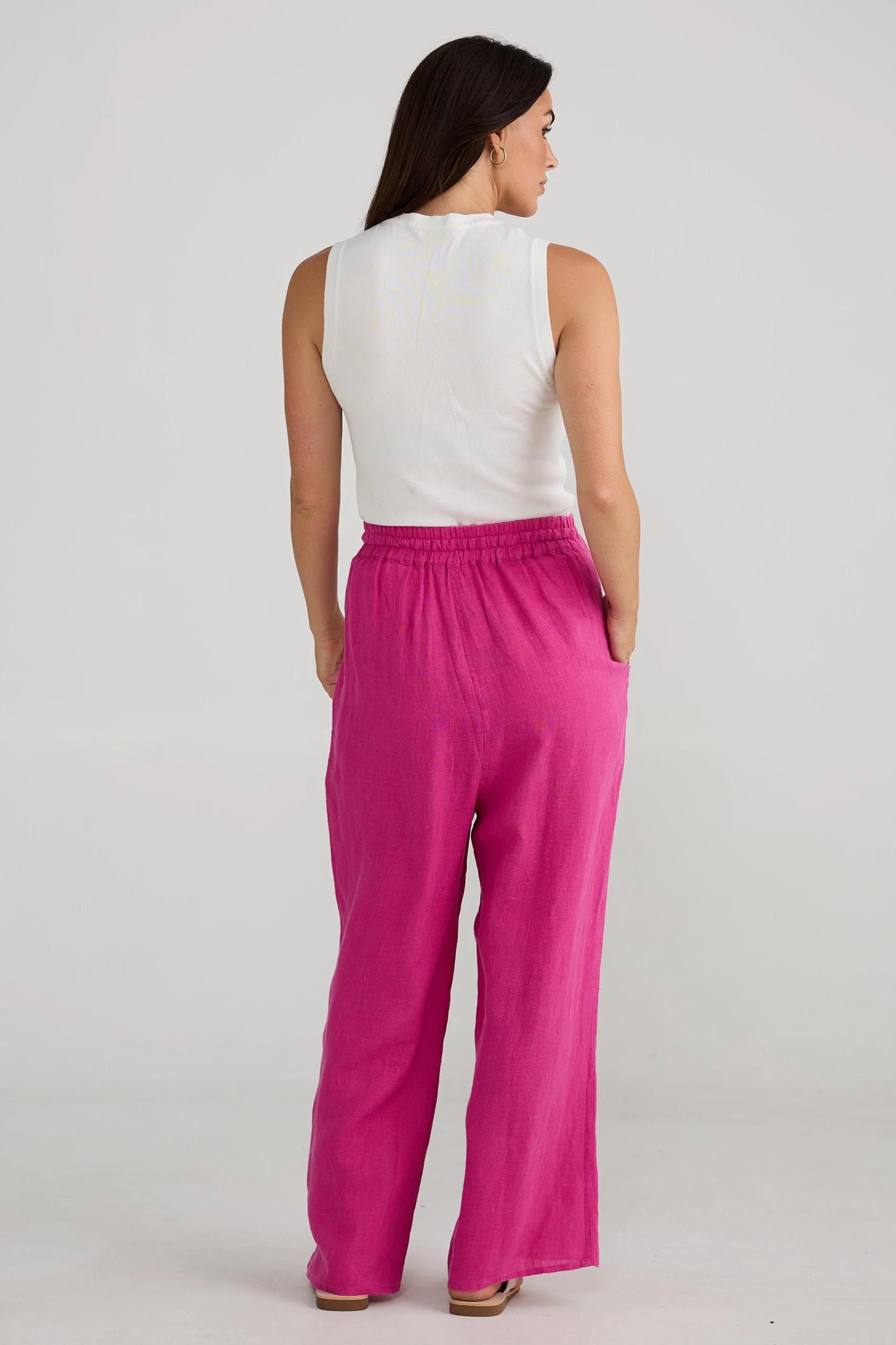 Brave and True Sunny Days Linen Pants Fuchia