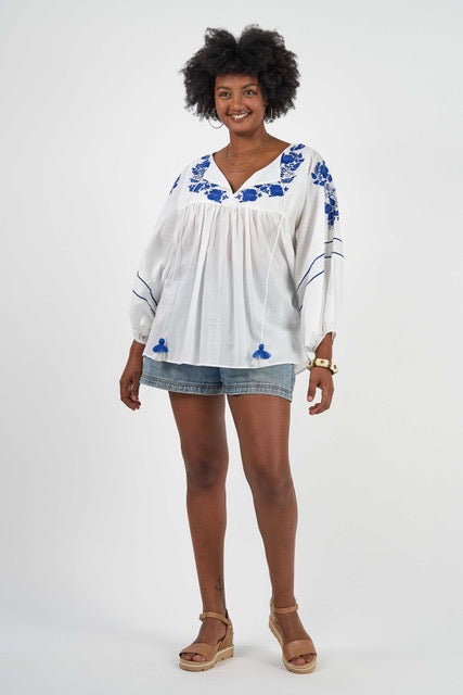 Naudic Bahamas Top Elsa Embroidery White