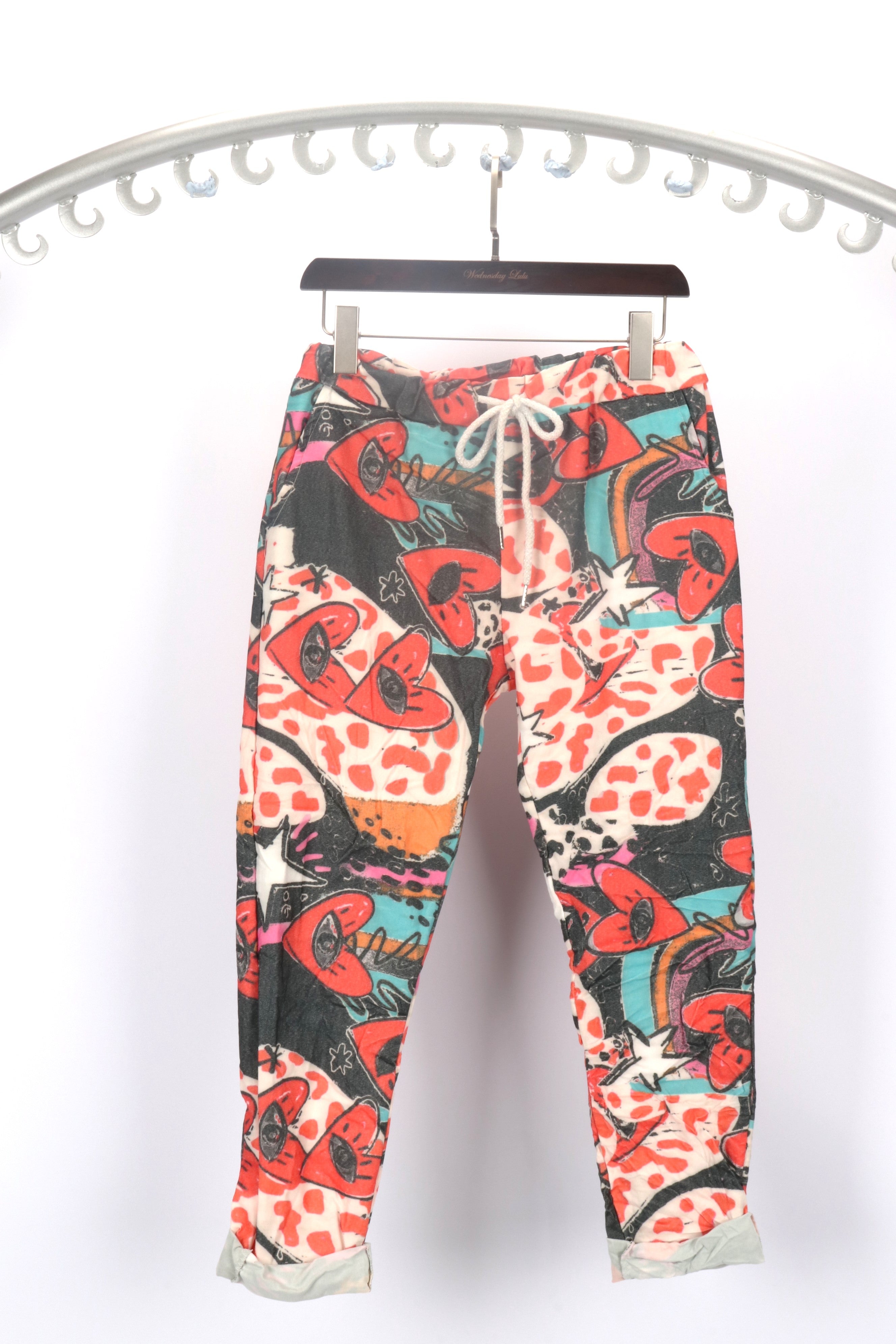 Eye Heart Pants - Red (Reordered) and Pink