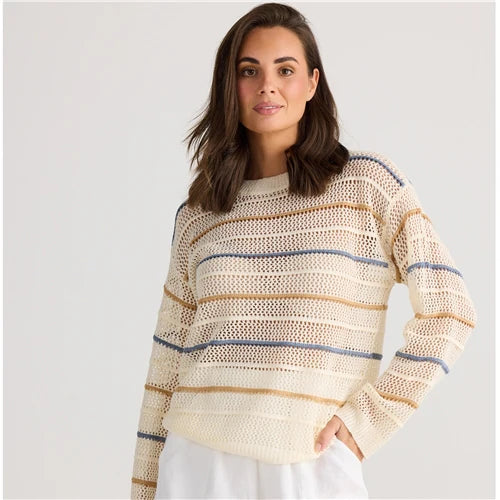 Holiday St Barts Knit Natural Stripe